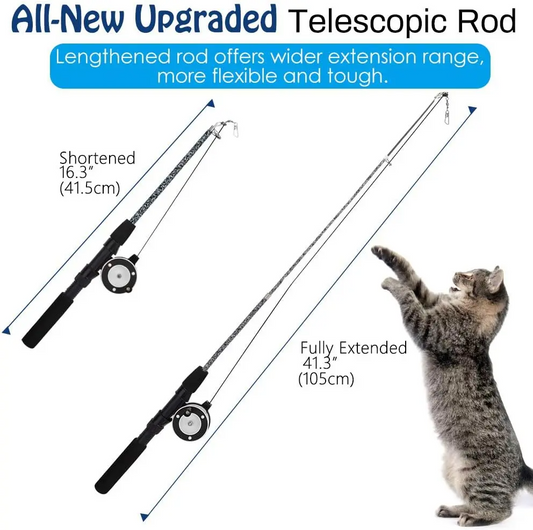Cat Feather Toys, 4 Pack Interactive Cat feather Teaser Wand Toys
