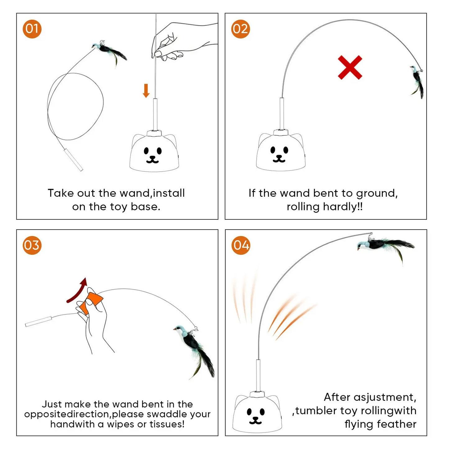 Interactive Flying Bird Cat Toy, Automatic Teaser with Suction Cup