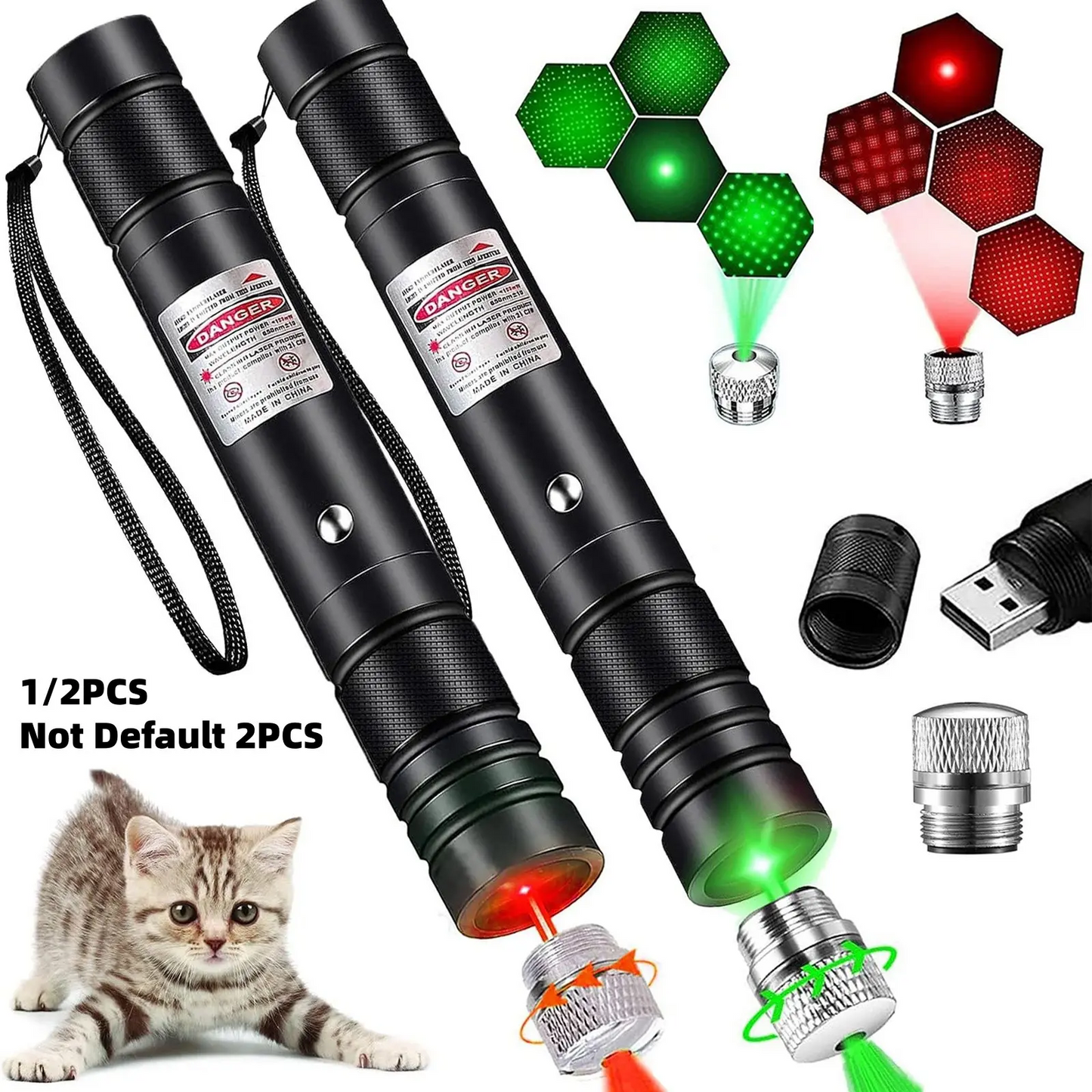 USB Rechargeable Pet Laser Toy, Laser Pointer with Low-Power Safe Design