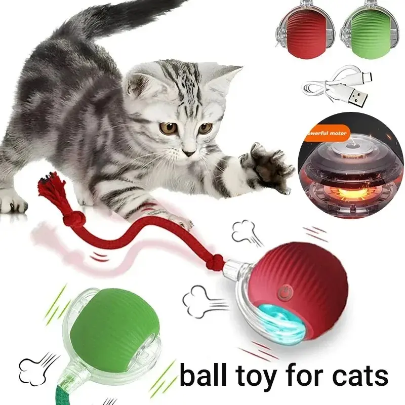 Interactive Tail-Equipped Cat Ball Chaser Toy, USB Rechargeable Motion-Activated Smart Pet