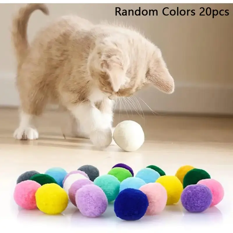 20pcs Soft Plush Balls for Cats, Kitten, Lightweight Interactive Toys