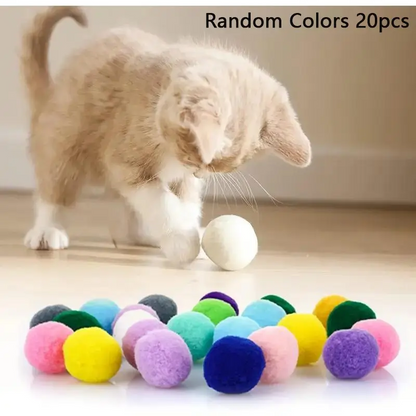 20pcs Soft Plush Balls for Cats, Kitten, Lightweight Interactive Toys