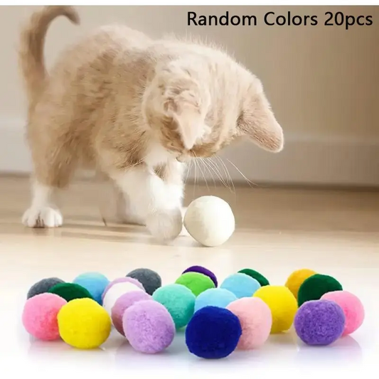 20pcs Soft Plush Balls for Cats, Kitten, Lightweight Interactive Toys