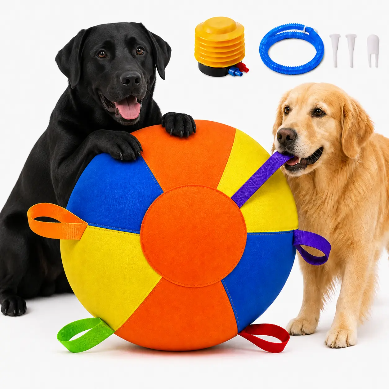 Large Dog Herding Ball with Handles & Pump