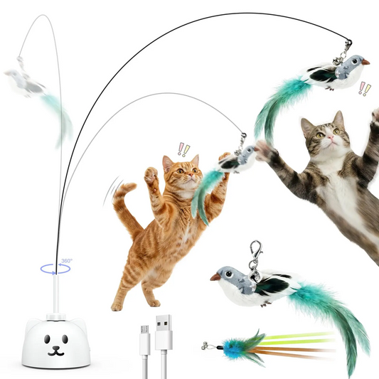 Interactive Flying Bird Cat Toy, Automatic Teaser with Suction Cup