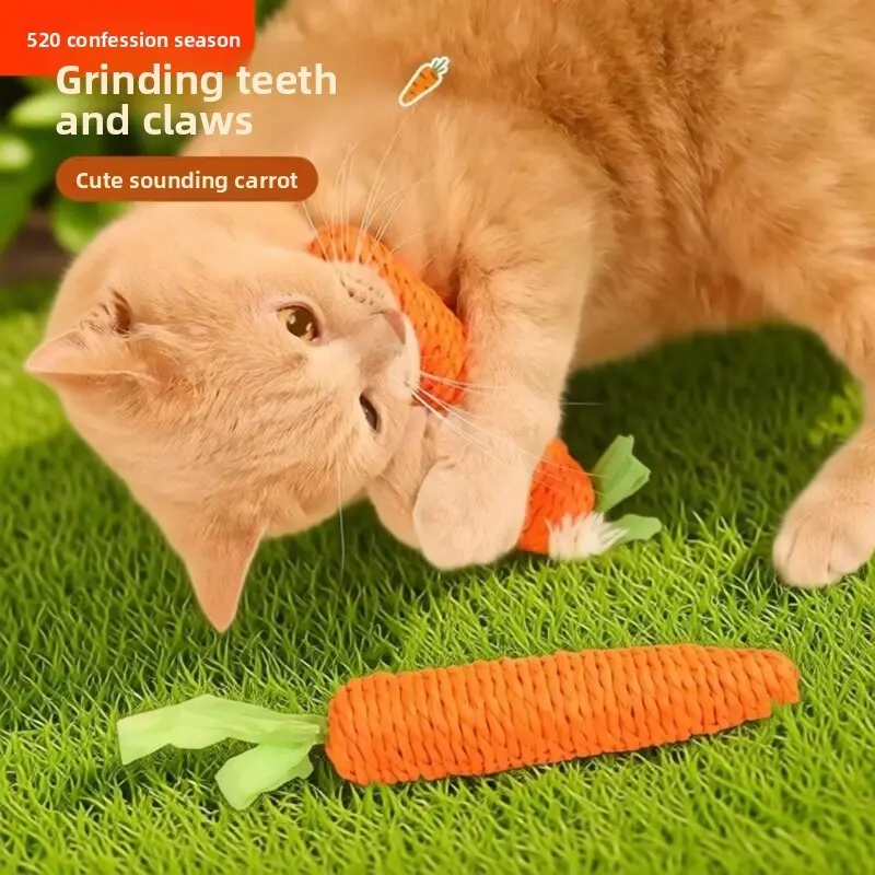2 Piece Cat Toys Set, Cute Carrot Self-Entertainment