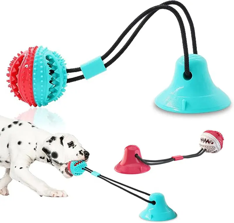 Durable Dog Chew Toy Ball with Suction Cup
