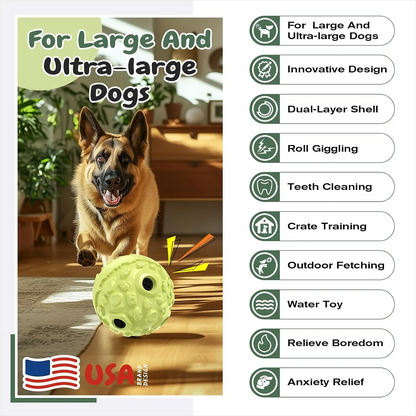 Dog Roll Wobble Giggle Ball, Chew Toy for Large Aggressive Chewers
