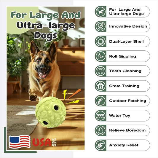 Dog Roll Wobble Giggle Ball, Chew Toy for Large Aggressive Chewers