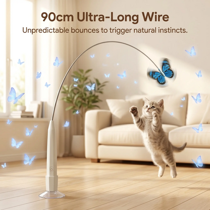 Interactive Butterfly Cat Toy USB Rechargeable Electric Kitten Teaser Wand Strong