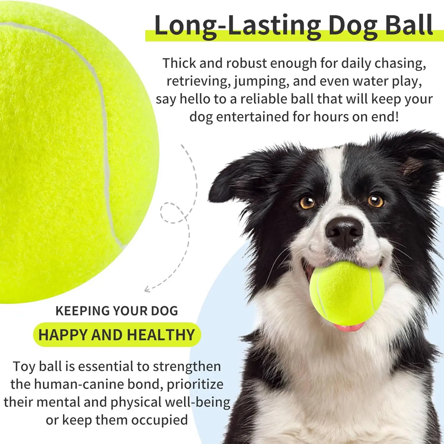 Large Tennis Ball for Dogs 4 Inch Big Tennis Ball for Outdoor Play  for Small, Medium