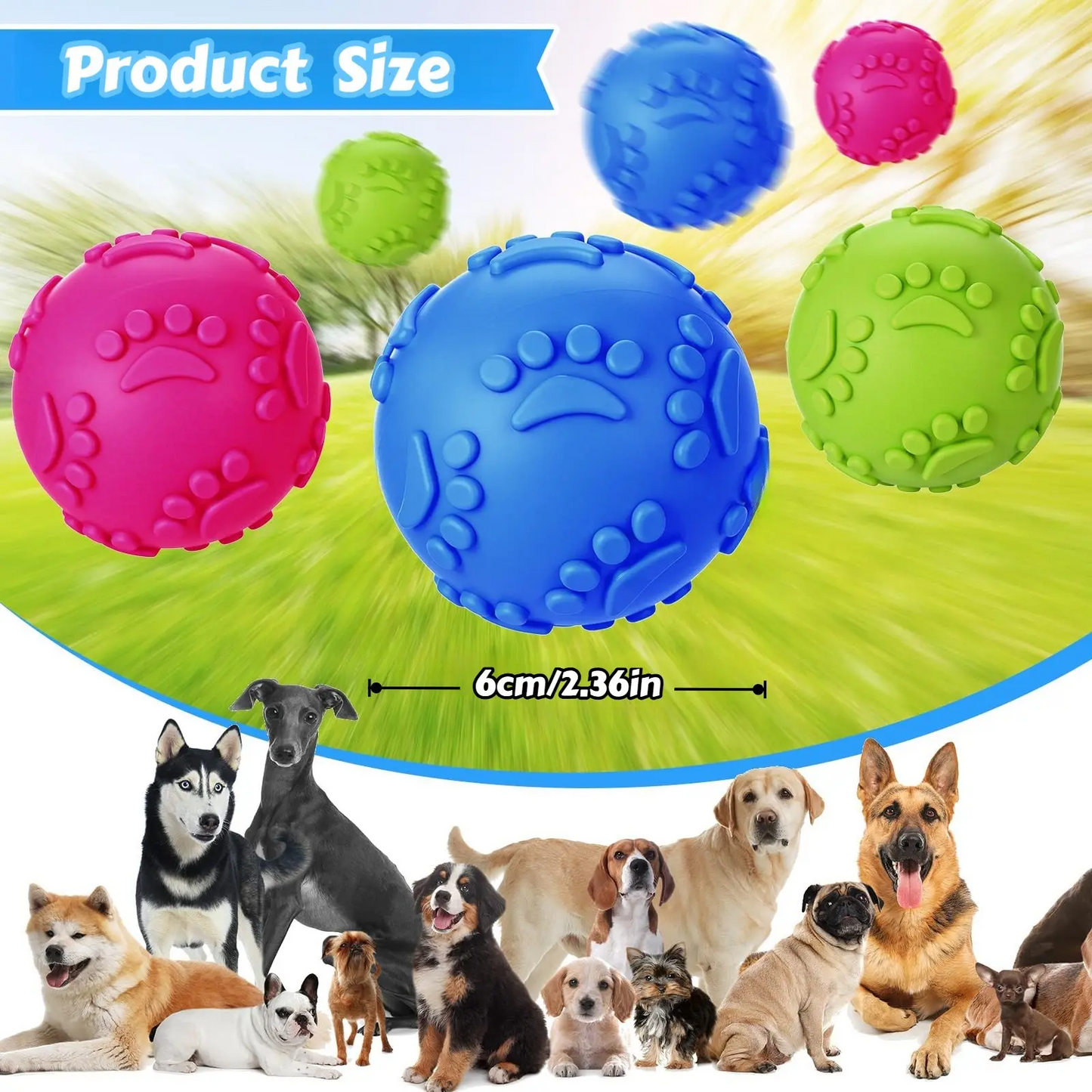 Indestructible Dog Chew Ball,Natural Latex Rubber Squeaky Ball Dog Lover And Dog Mom Love Toy