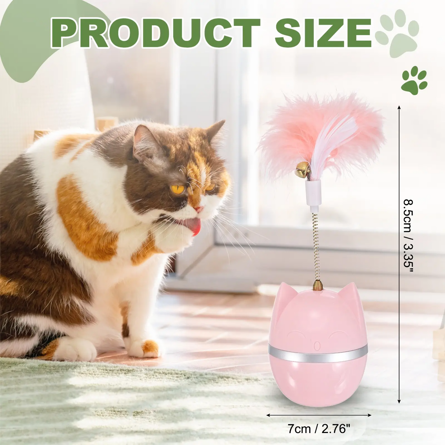 Catnip Ball Interactive Self-Righting Wobble Tumbler with Feather