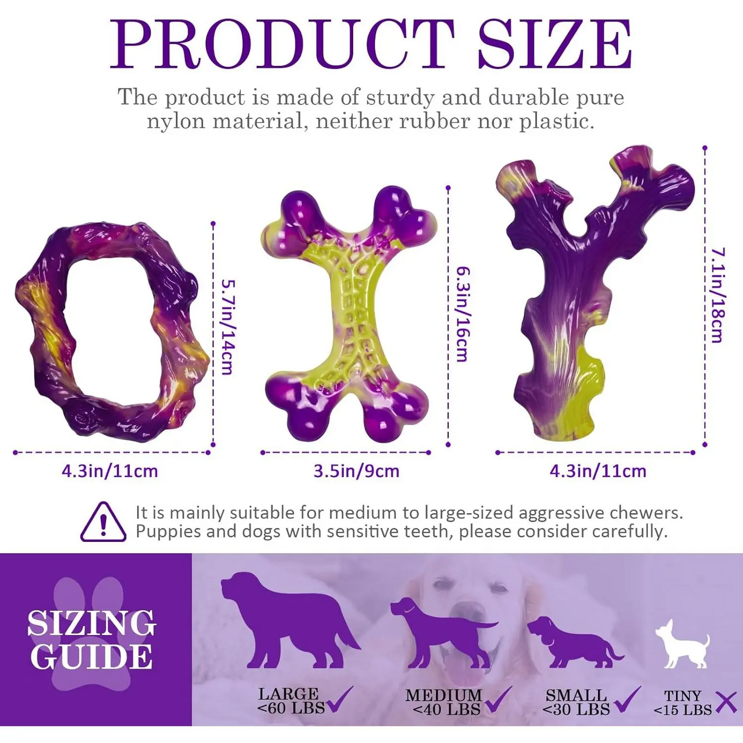Tough Dog Toys for Aggressive Chewers 3 Pack