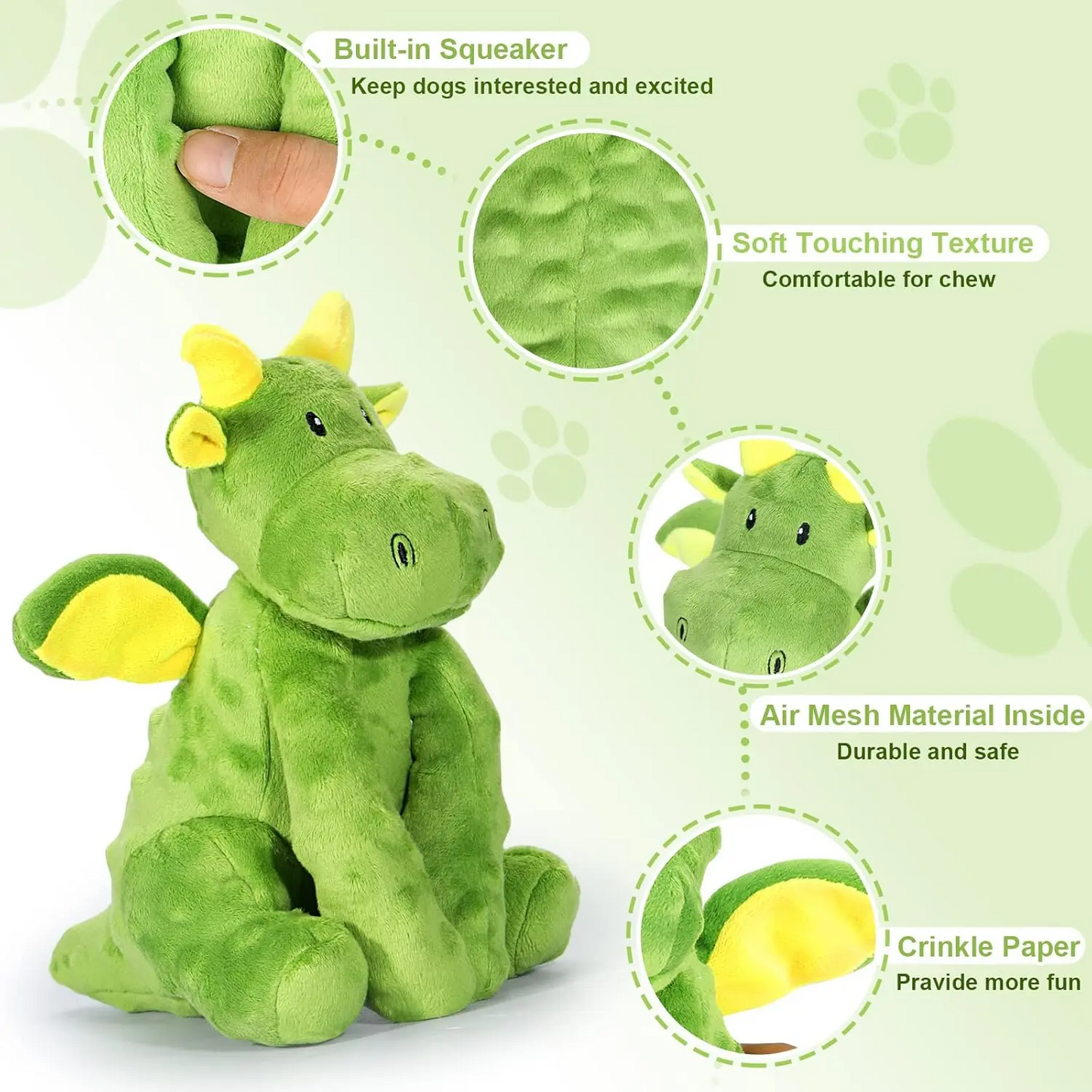 Squeaky Dog Toys Plush Dog Toy with Crinkle Paper Stuffed Durable Dog