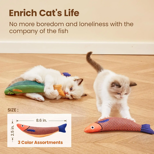 3 Packs of Cat Toys - Fish Shaped, Containing Catnip, Soft and Durable