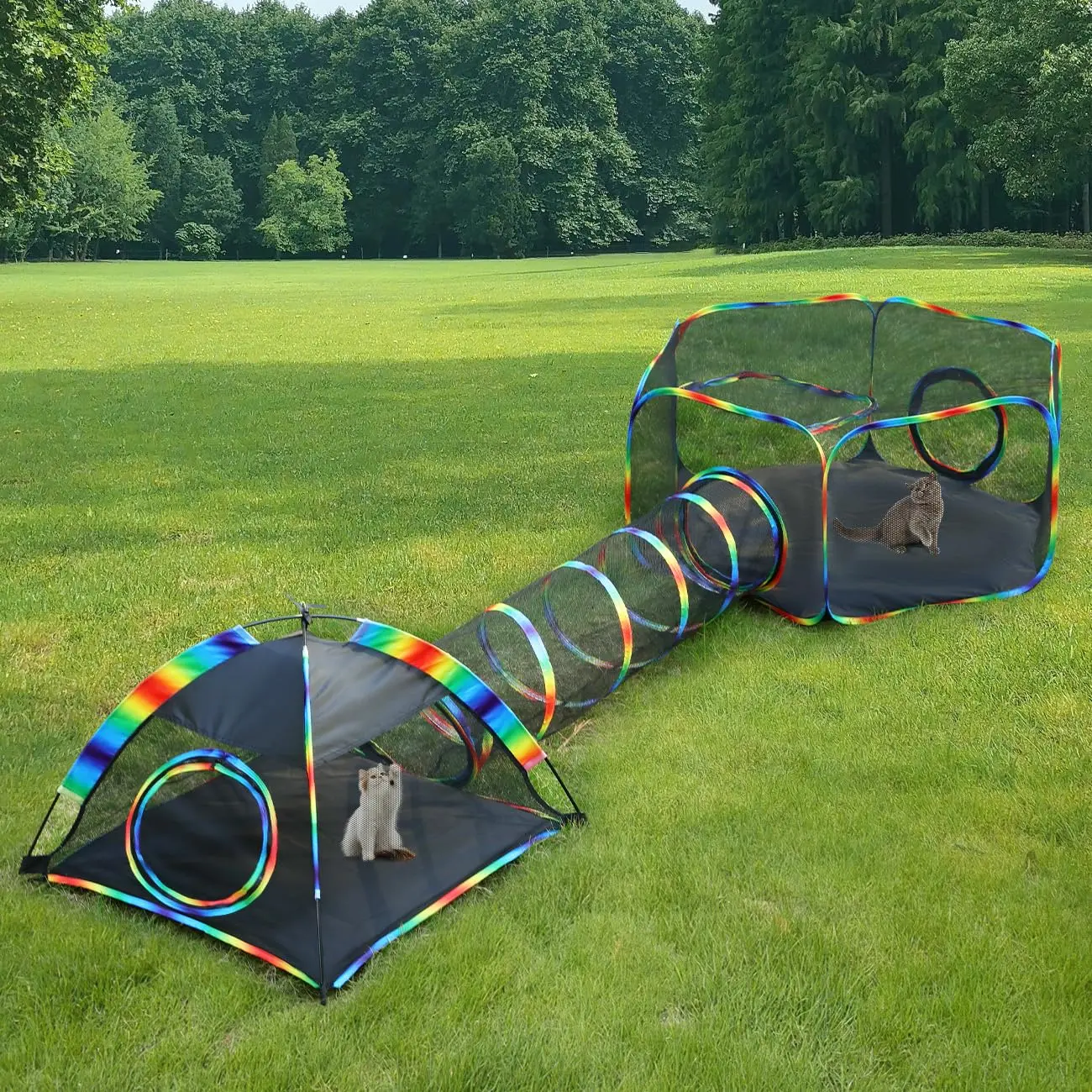 Outdoor Cat Enclosures for Cats Indoor, Patio Portable Mesh Cat Tent