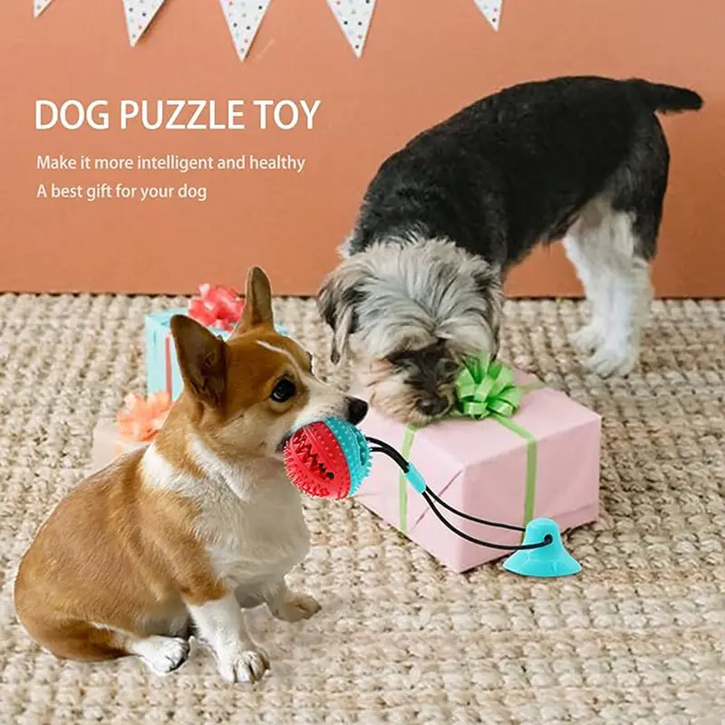 Durable Dog Chew Toy Ball with Suction Cup