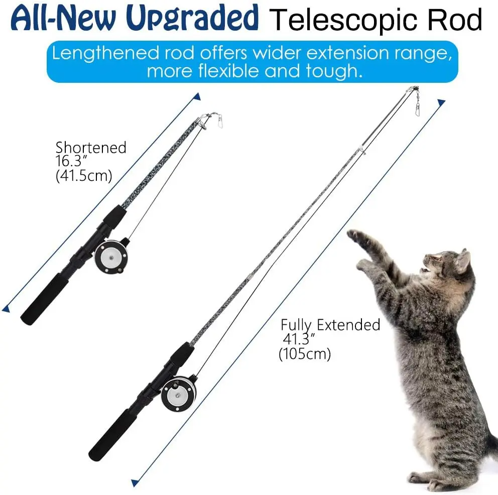Cat Feather Toys, 4 Pack Interactive Cat feather Teaser Wand Toys