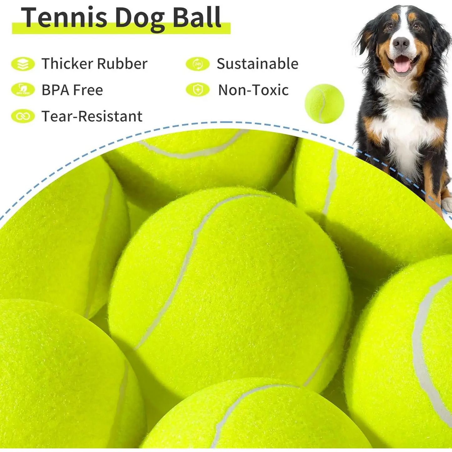 Large Tennis Ball for Dogs 4 Inch Big Tennis Ball for Outdoor Play  for Small, Medium
