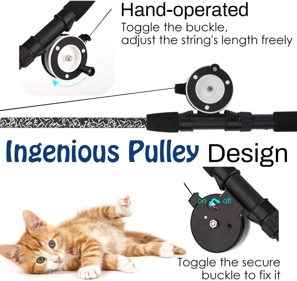 Cat Feather Toys, 4 Pack Interactive Cat feather Teaser Wand Toys