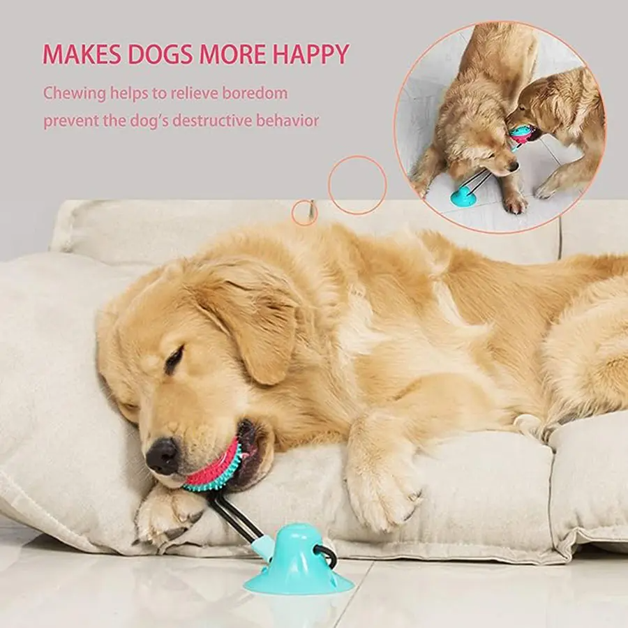 Durable Dog Chew Toy Ball with Suction Cup