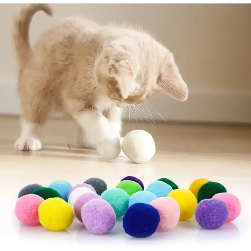 20pcs Soft Plush Balls for Cats, Kitten, Lightweight Interactive Toys