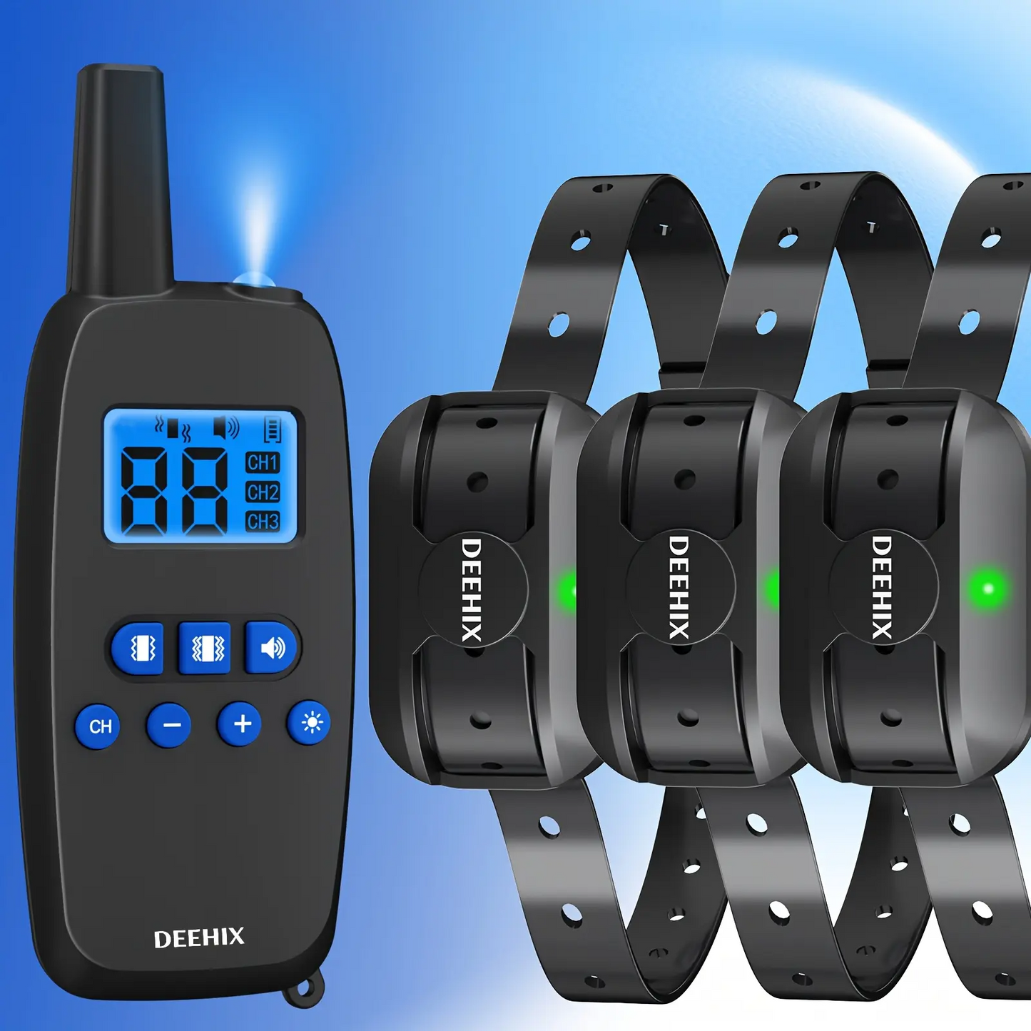 1Set 3-piece dog training collar set with remote control, adjustable nylon leash