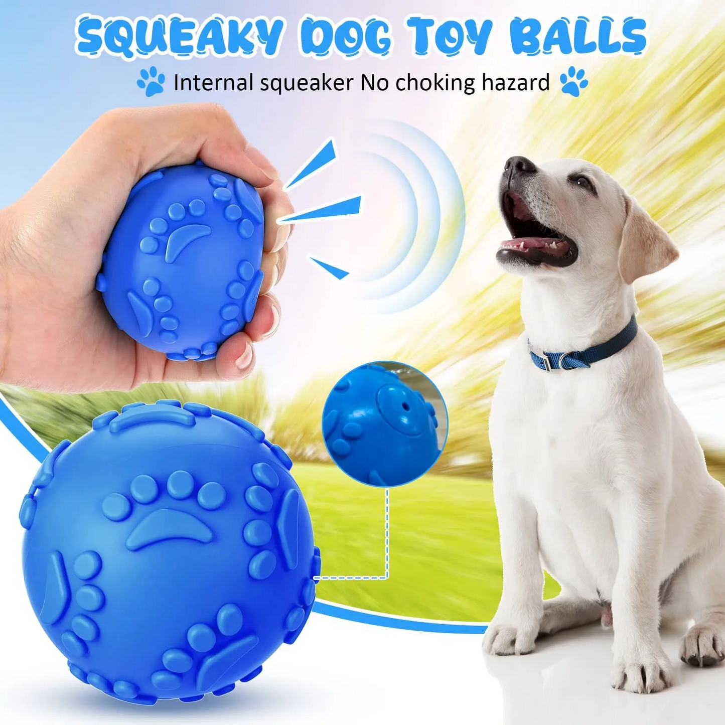 Indestructible Dog Chew Ball,Natural Latex Rubber Squeaky Ball Dog Lover And Dog Mom Love Toy