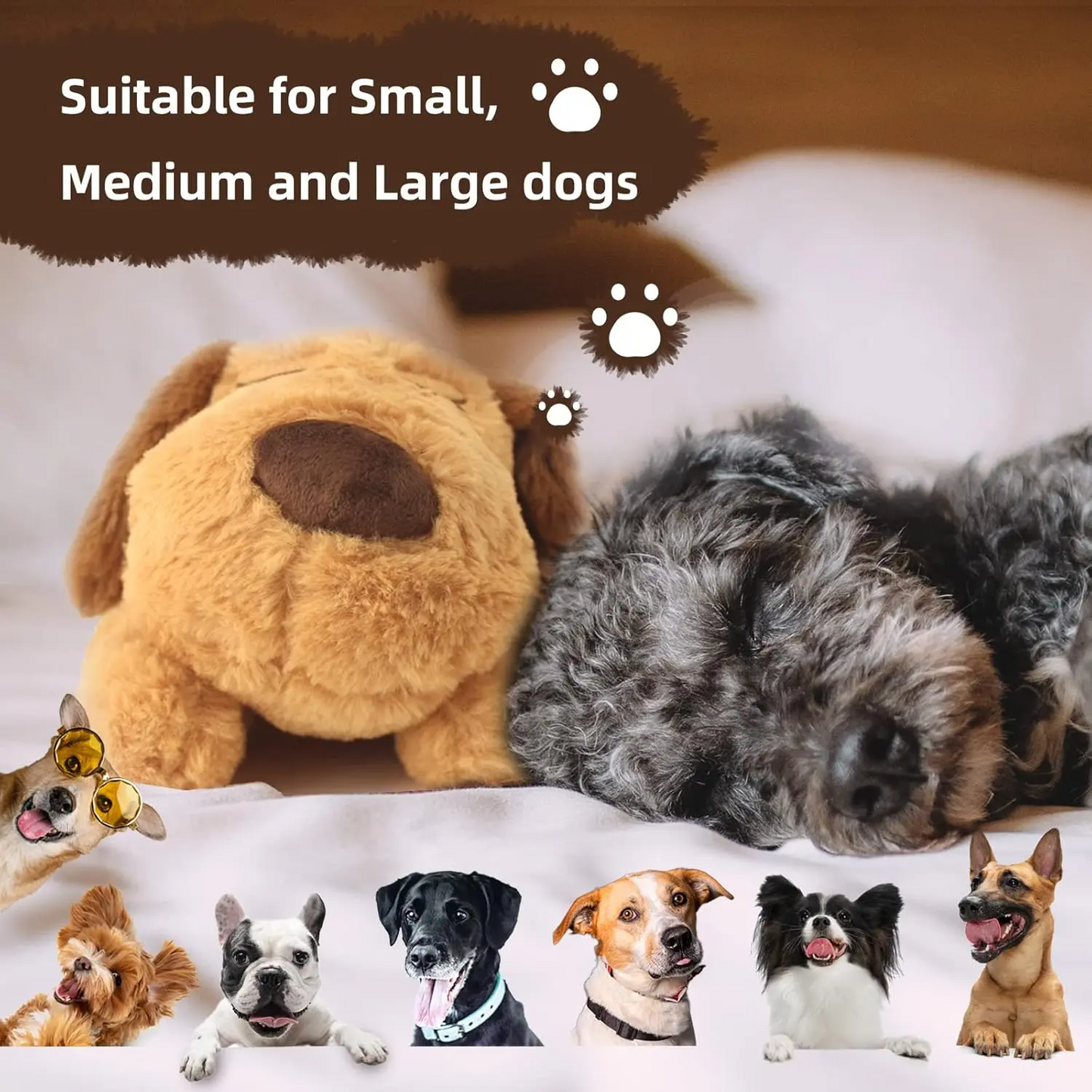 Durable Viral Calming Heartbeat Plush Toy for Dogs