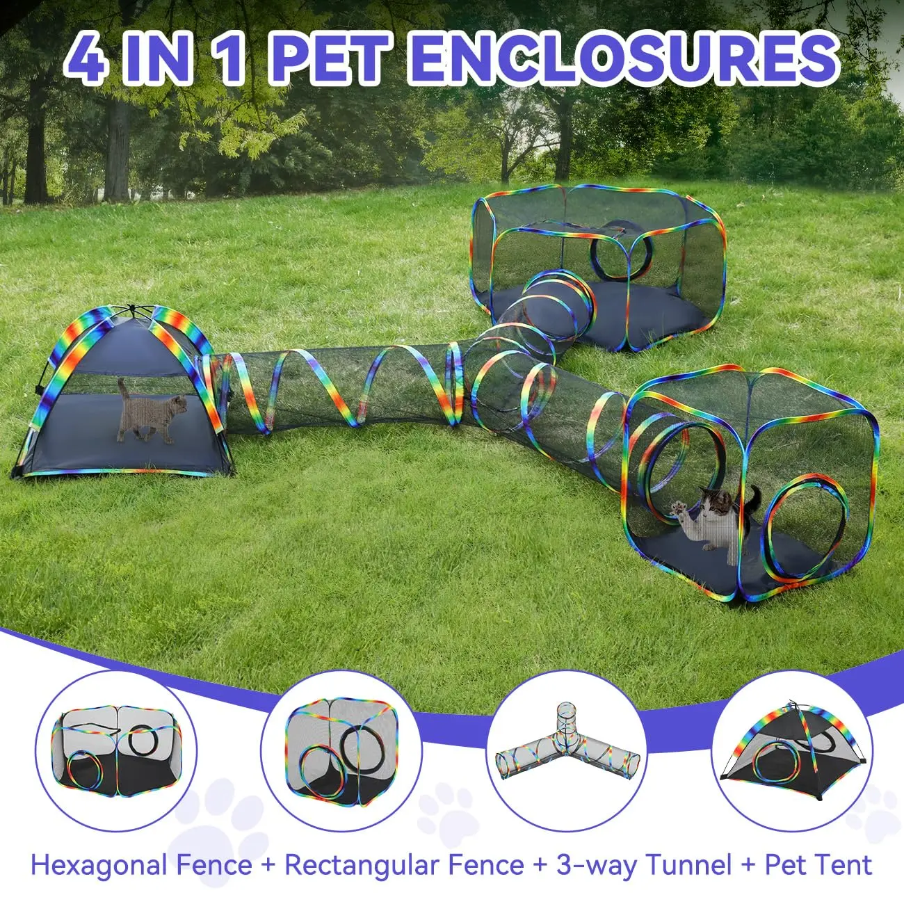 Outdoor Cat Enclosures for Cats Indoor, Patio Portable Mesh Cat Tent