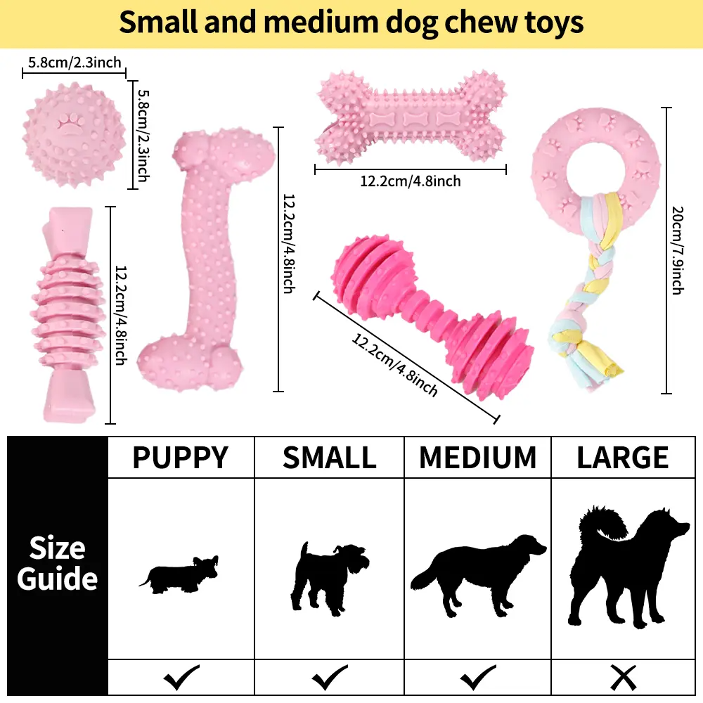 6 Pack Dog Chew Toys for Puppy, Cute Pink Small Dog Toys