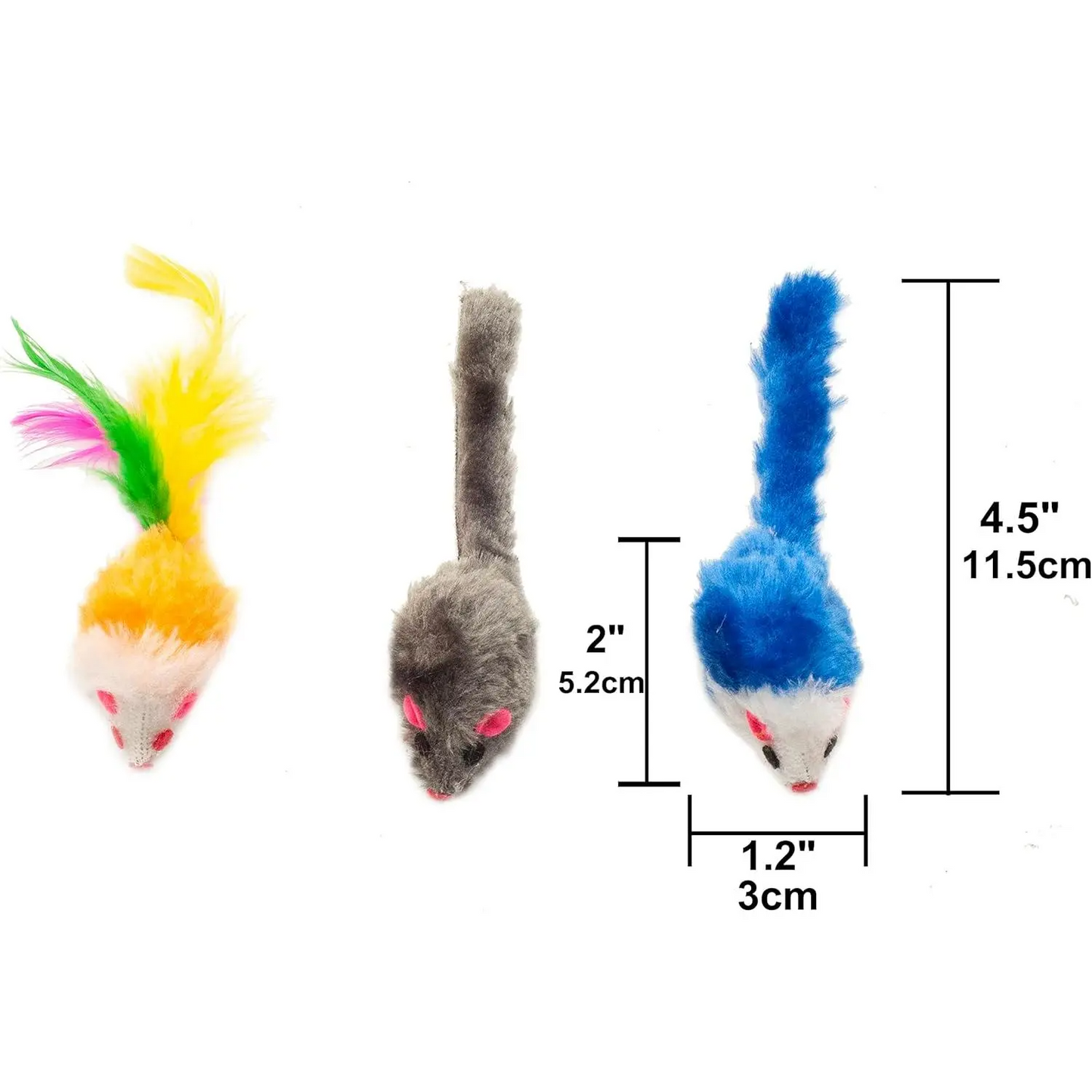 48-Count Assorted Mice Cat Toys Furry Rattle Mouse Kitten Toy