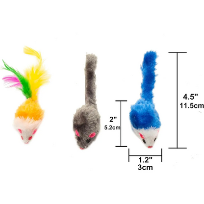 48-Count Assorted Mice Cat Toys Furry Rattle Mouse Kitten Toy