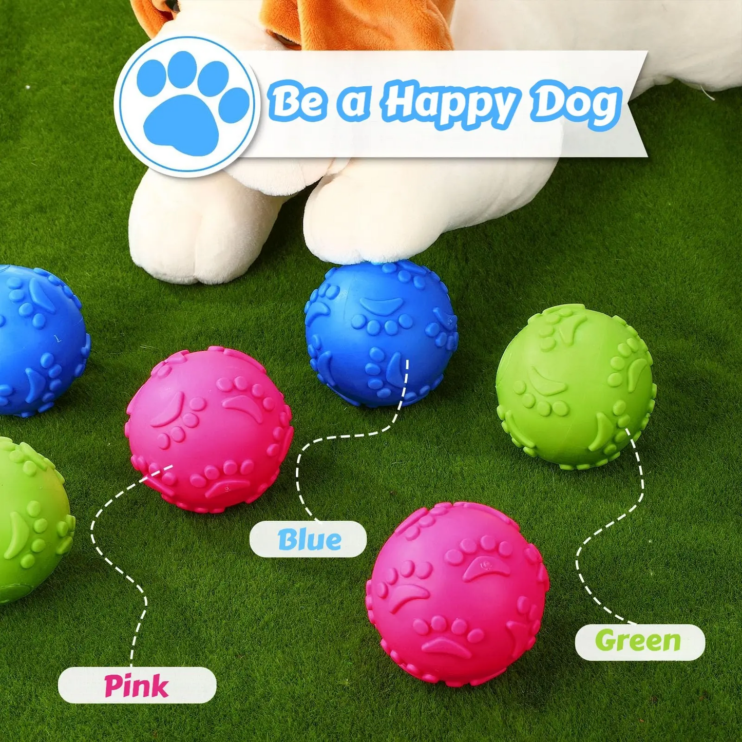 Indestructible Dog Chew Ball,Natural Latex Rubber Squeaky Ball Dog Lover And Dog Mom Love Toy