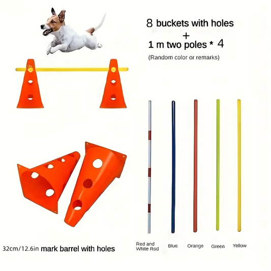 1Set/32Pc Professional-grade dog agility training set—covering obedience, agility, and retrieval training; includes 8 agility obstacles and 8 agility training poles.