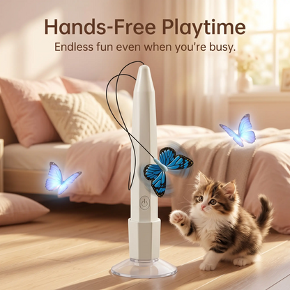 Interactive Butterfly Cat Toy USB Rechargeable Electric Kitten Teaser Wand Strong