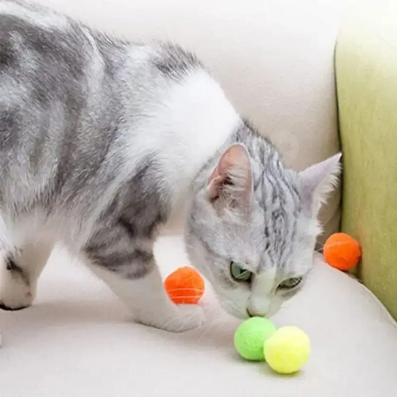 20pcs Soft Plush Balls for Cats, Kitten, Lightweight Interactive Toys