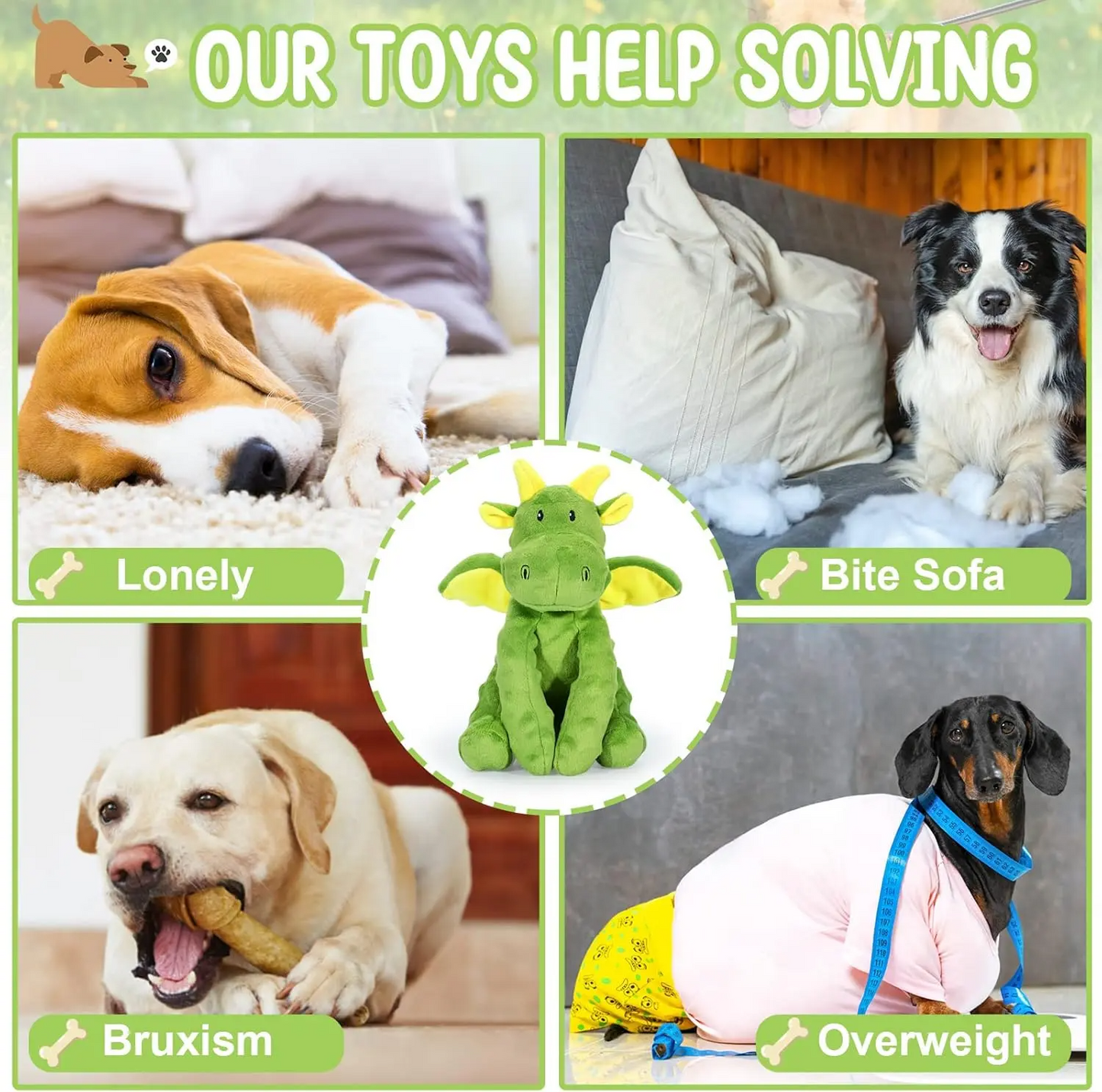Squeaky Dog Toys Plush Dog Toy with Crinkle Paper Stuffed Durable Dog