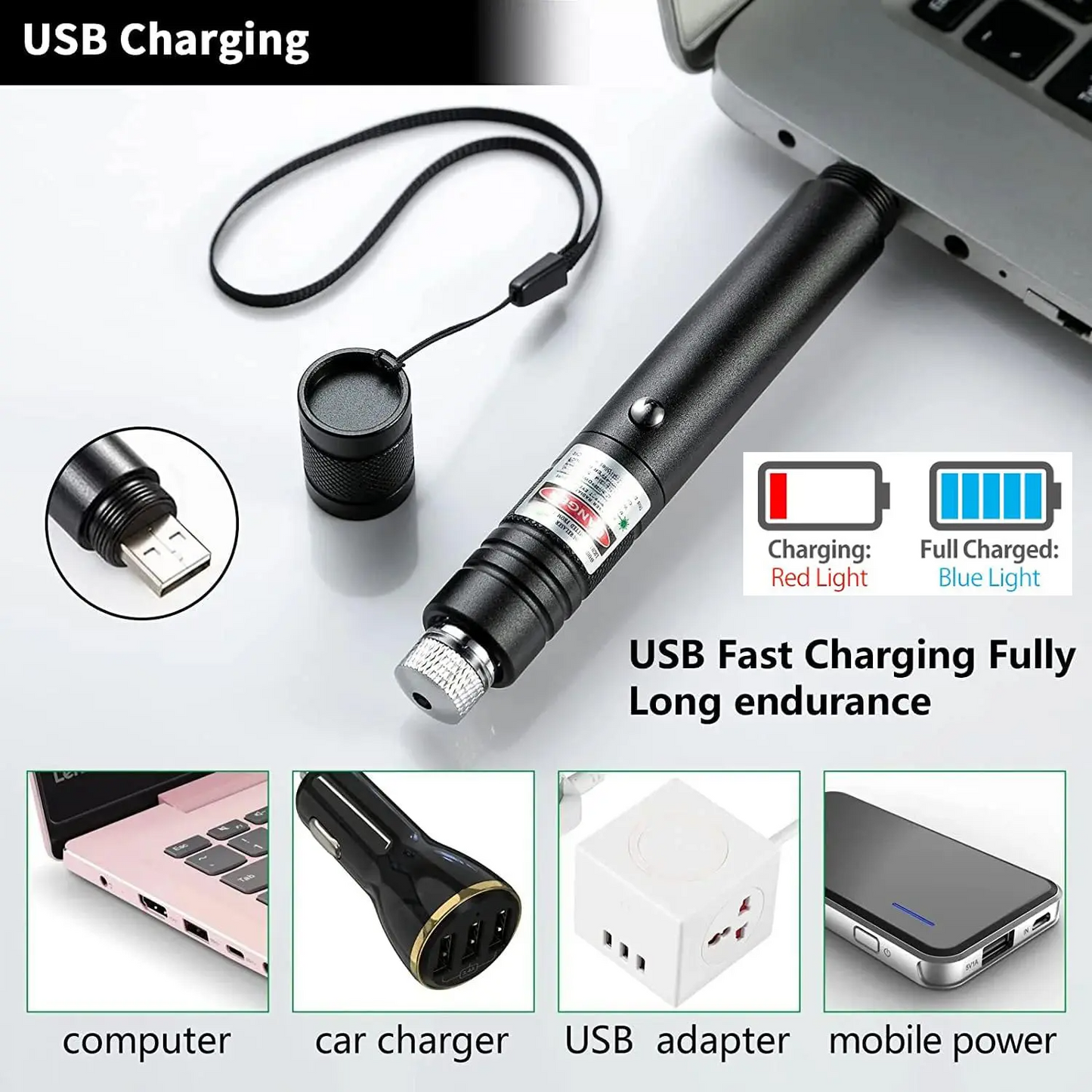 USB Rechargeable Pet Laser Toy, Laser Pointer with Low-Power Safe Design