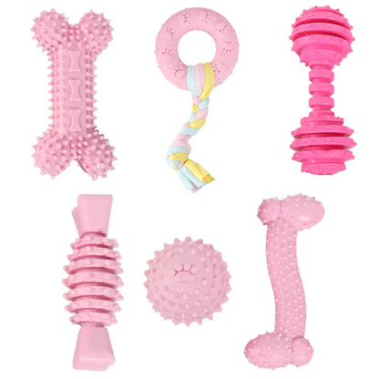 6 Pack Dog Chew Toys for Puppy, Cute Pink Small Dog Toys