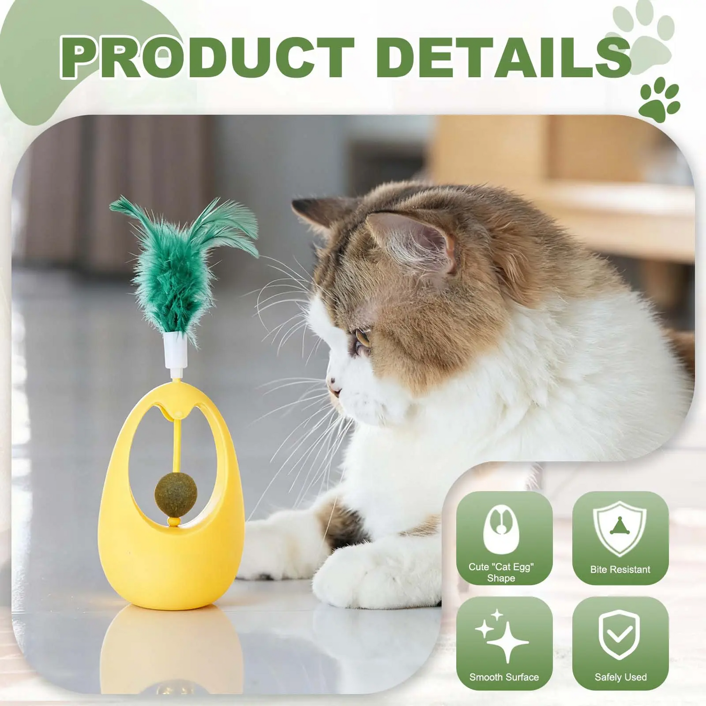 Catnip Ball Interactive Self-Righting Wobble Tumbler with Feather