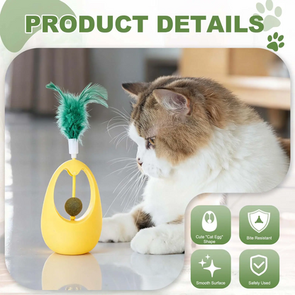 Catnip Ball Interactive Self-Righting Wobble Tumbler with Feather