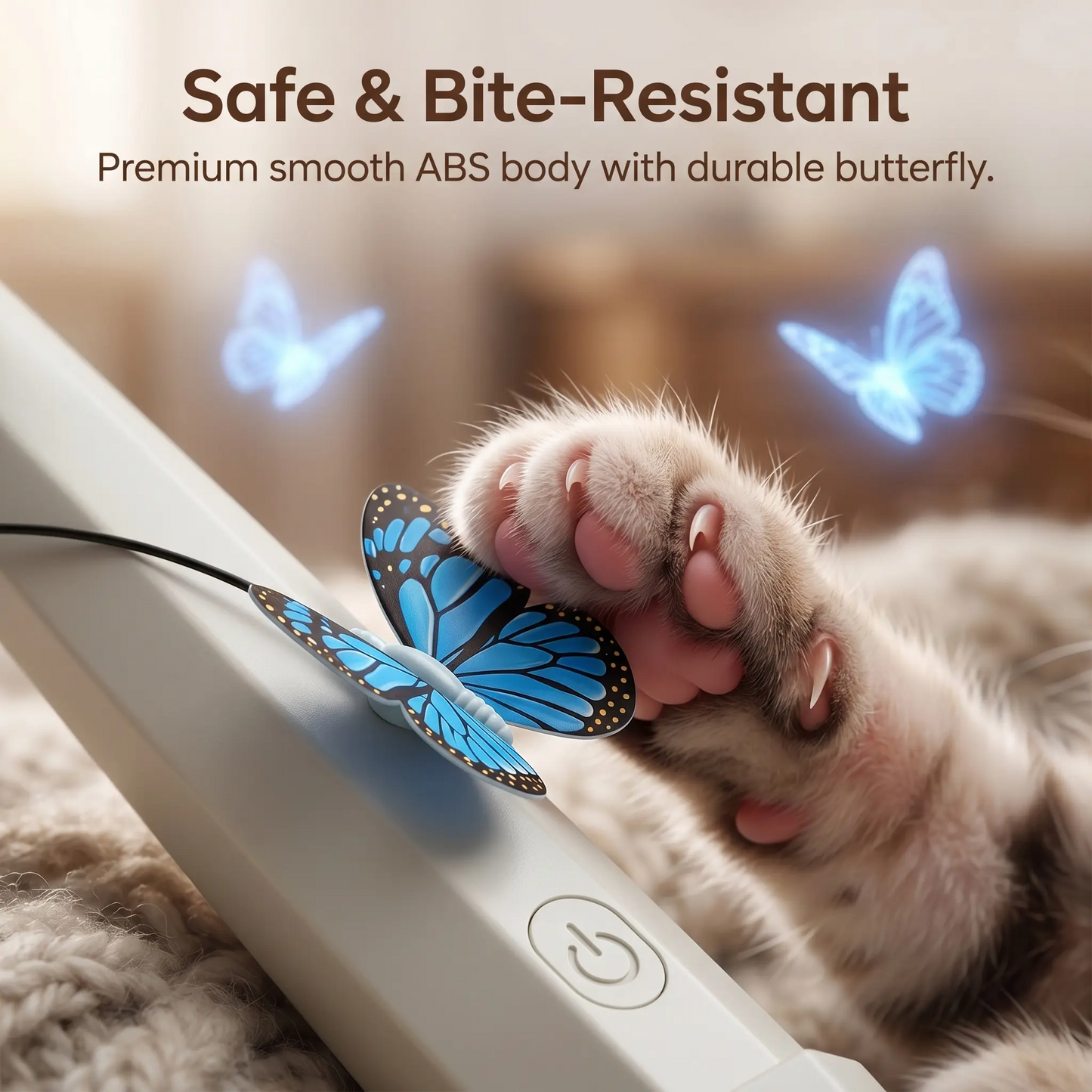 Interactive Butterfly Cat Toy USB Rechargeable Electric Kitten Teaser Wand Strong