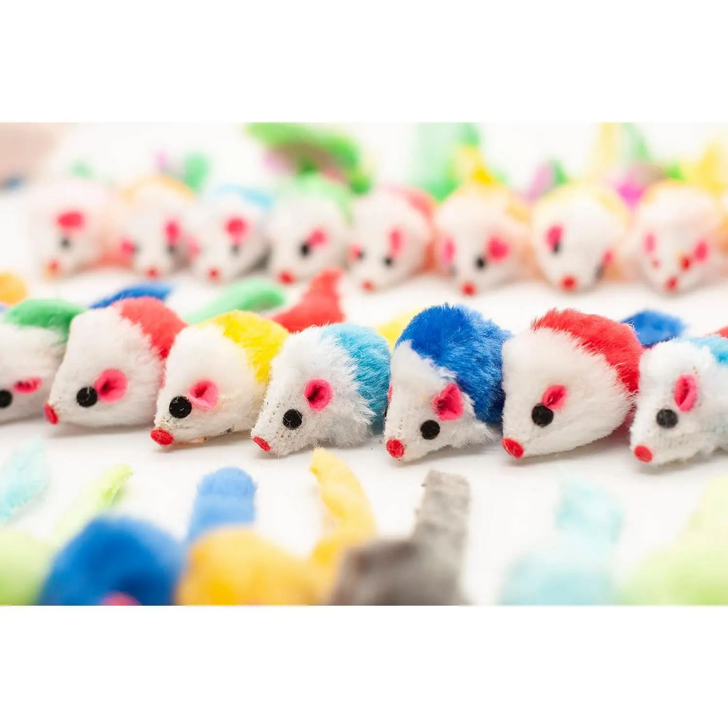 48-Count Assorted Mice Cat Toys Furry Rattle Mouse Kitten Toy