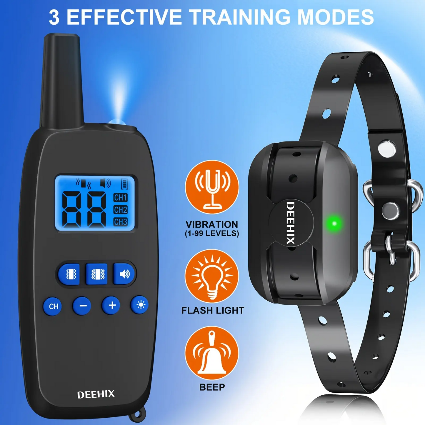 1Set 3-piece dog training collar set with remote control, adjustable nylon leash