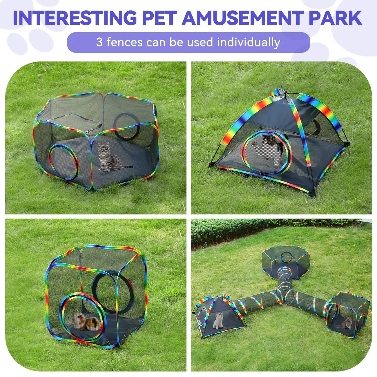 Outdoor Cat Enclosures for Cats Indoor, Patio Portable Mesh Cat Tent