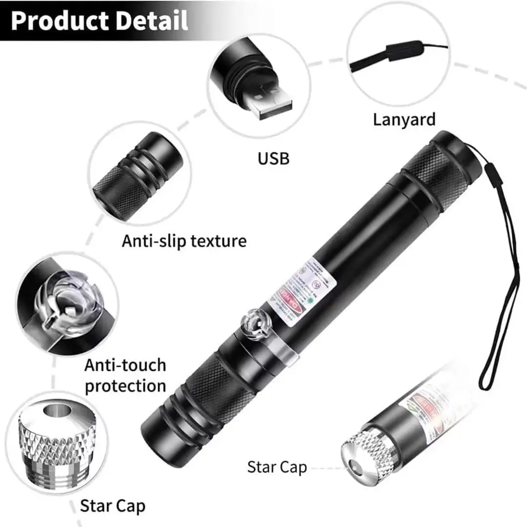 USB Rechargeable Pet Laser Toy, Laser Pointer with Low-Power Safe Design