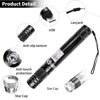 USB Rechargeable Pet Laser Toy, Laser Pointer with Low-Power Safe Design