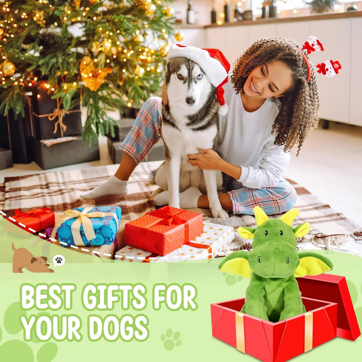 Squeaky Dog Toys Plush Dog Toy with Crinkle Paper Stuffed Durable Dog